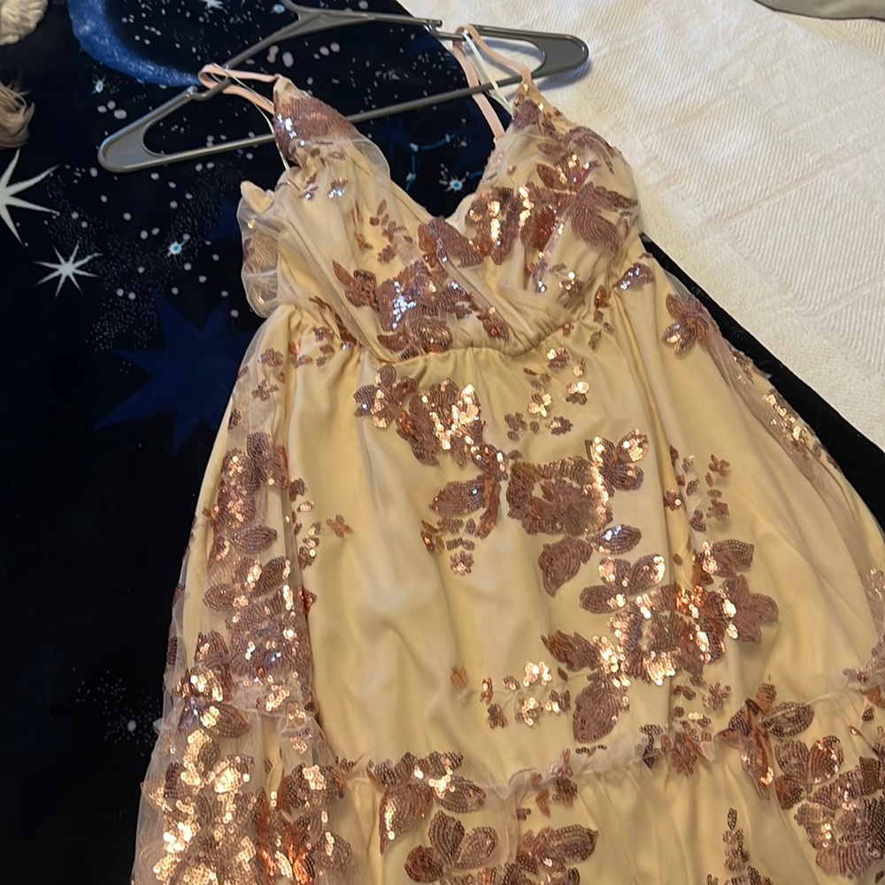 Newest tags super cute dress with rose gold detail